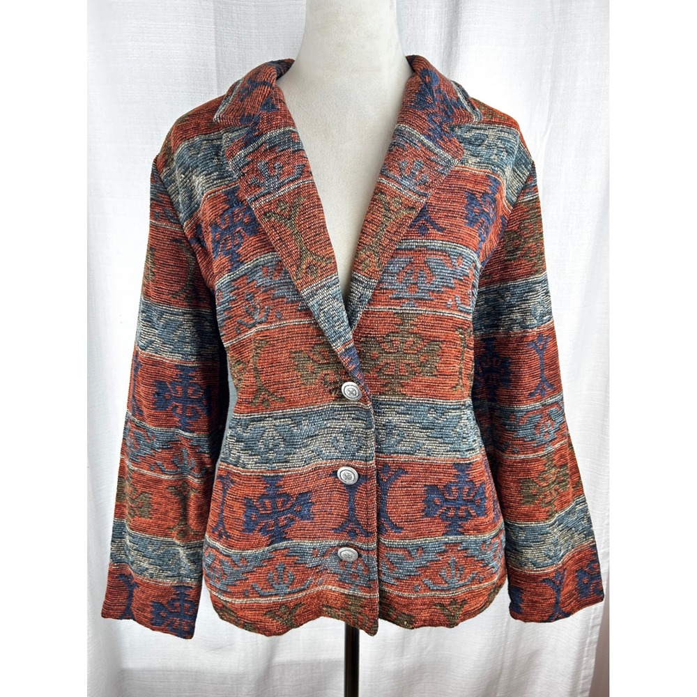 Willow Ridge Womens Multicolor Southwest Tapestry Blazer Jacket 14